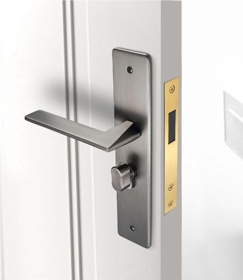 灰色门锁室内家用通用型实木门锁磁吸卧室房门锁把手简约超薄 敬平